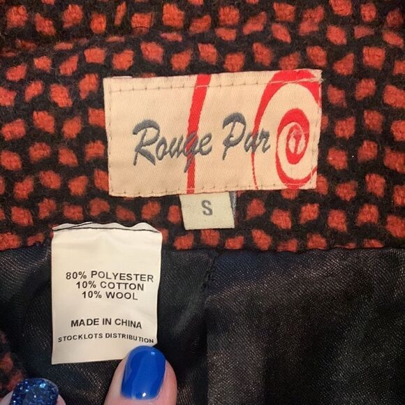 Rouge Par Womens Wool Cotton Blend Coat Hood Size S - Picture 14 of 15